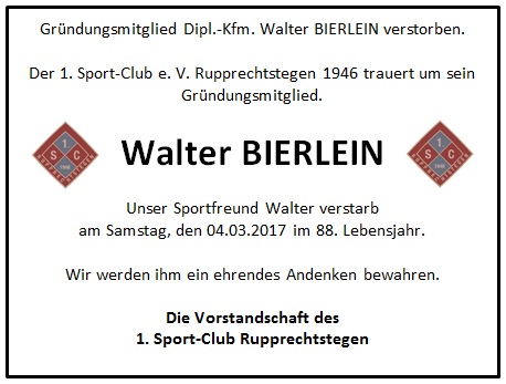 Nachruf Walter BIERLEIN